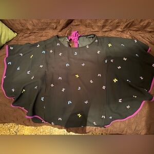 Haute Monde Black Top with Butterfly Accents
